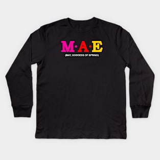 Mae - May, Goddess of Spring. Kids Long Sleeve T-Shirt